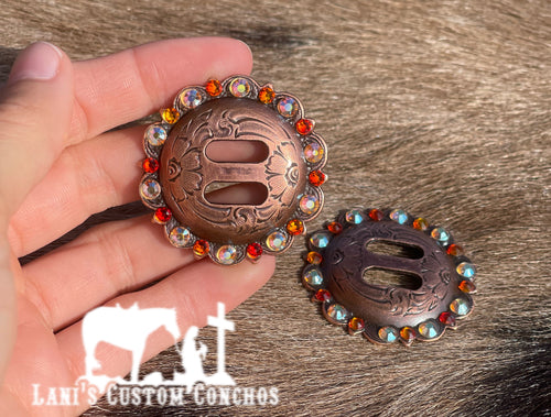 Fire Opal & Peach AB Slotted Concho