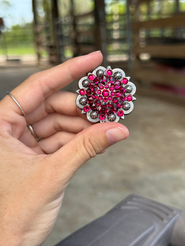 Chunky Ruby Berry Round Concho 1 1/2”