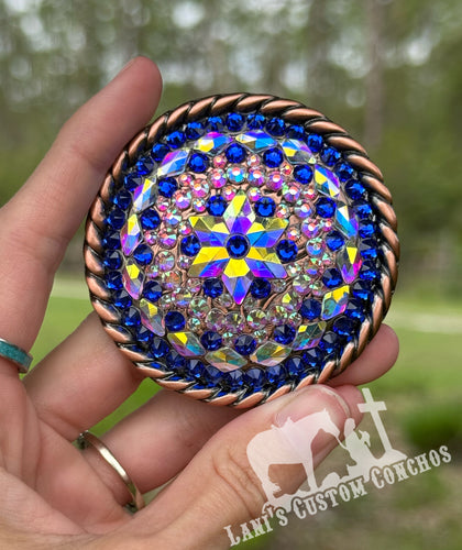 2 3/8” Sapphire & AB XL Concho
