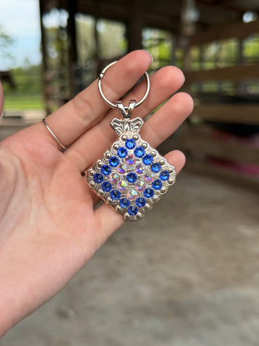 Sapphire & AB Concho Keychain 1 3/8”