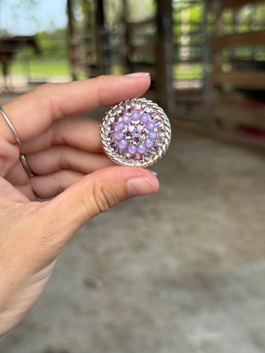 Crystal Lilac & Light Amethyst Rope Round Concho 1 1/4” (PAIR)