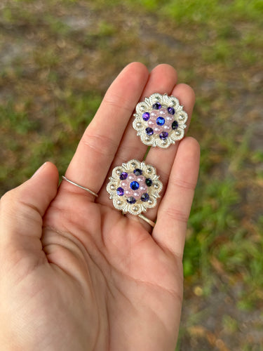 Lilac Pearlies & Heliotrope Concho 1” (Pair)