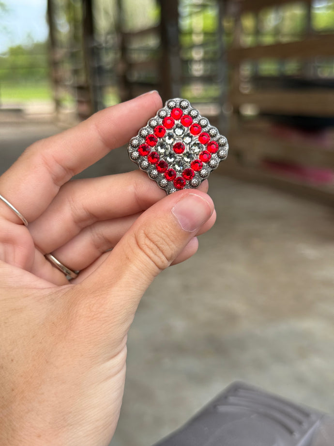 Light Siam & Black Diamond Berry Square Concho 1”