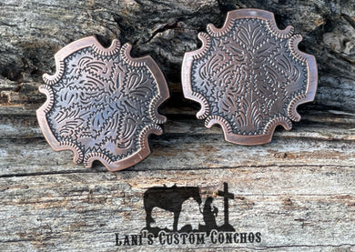 Engraved Copper Conchos (2)