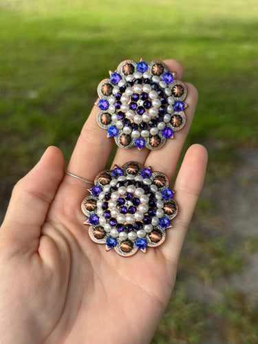 Purple Velvet & Pearl 1 3/4” Conchos (Pair)