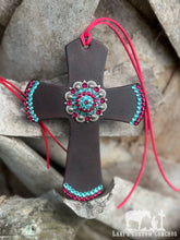 Turquoise & Ruby (Dark Pink) Saddle Cross