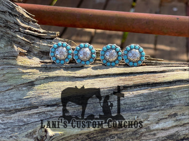 Turquoise Flower Concho 3/4”