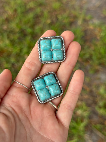 Turquoise Stone Concho 1” (Pair)