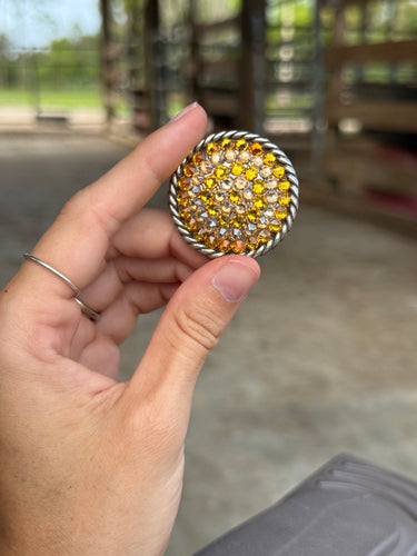 Sunflower & Light Silk Rope Round Concho 1 1/2”