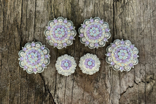 Lavender & White Opal Saddle Set & Hardware