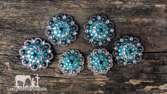 Light Turquoise, Crystal, & Jet