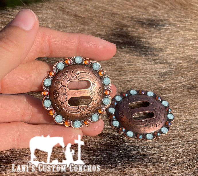 Amber & Turquoise Slotted Concho