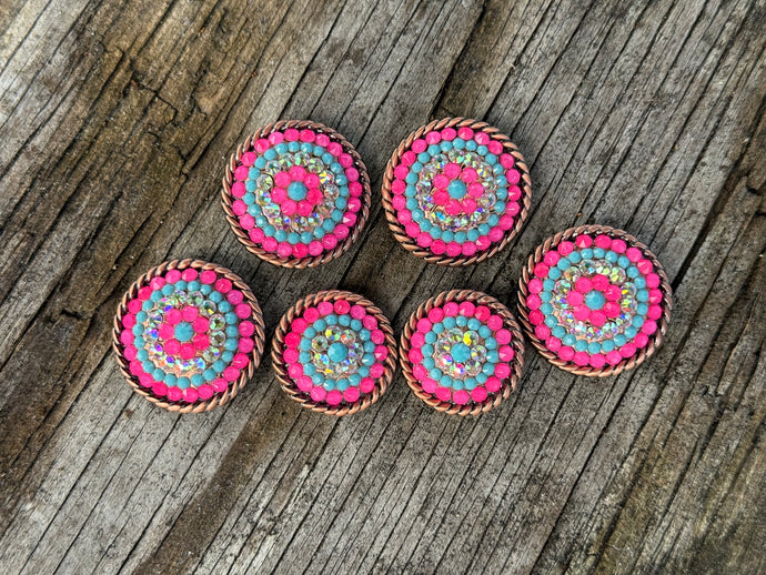 Hot Pink, AB, & Turquoise Upgraded Saddle Set & Hardware