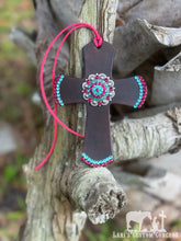 Turquoise & Ruby (Dark Pink) Saddle Cross