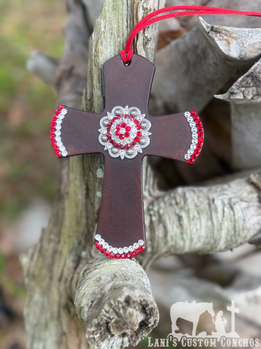 Red & Crystal Saddle Cross