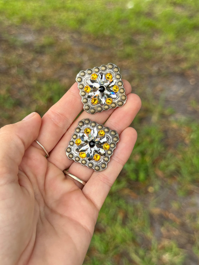 Smoked Sunflower Concho 1” (Pair)