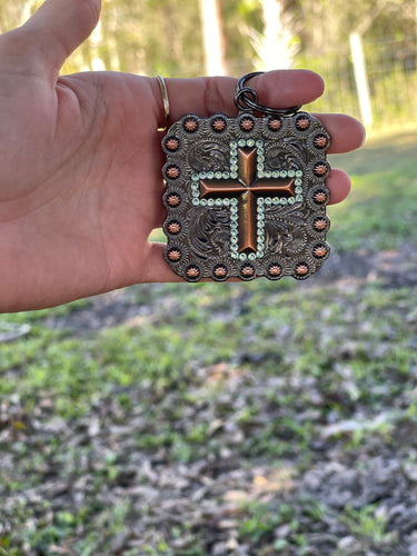 Light Green Cross Keychain- Large