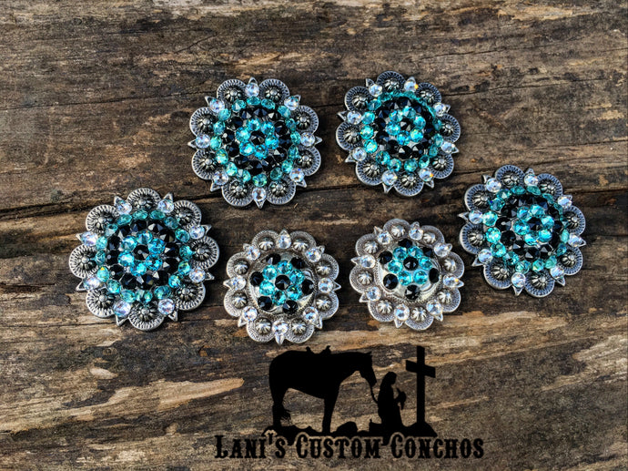 Light Turquoise, Jet, & Crystal