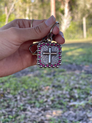 Pink Cross Keychain- Small