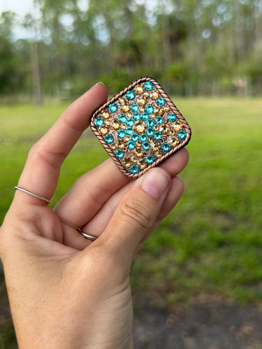 Turquoise & Golden Shadow Concho 1 1/2”