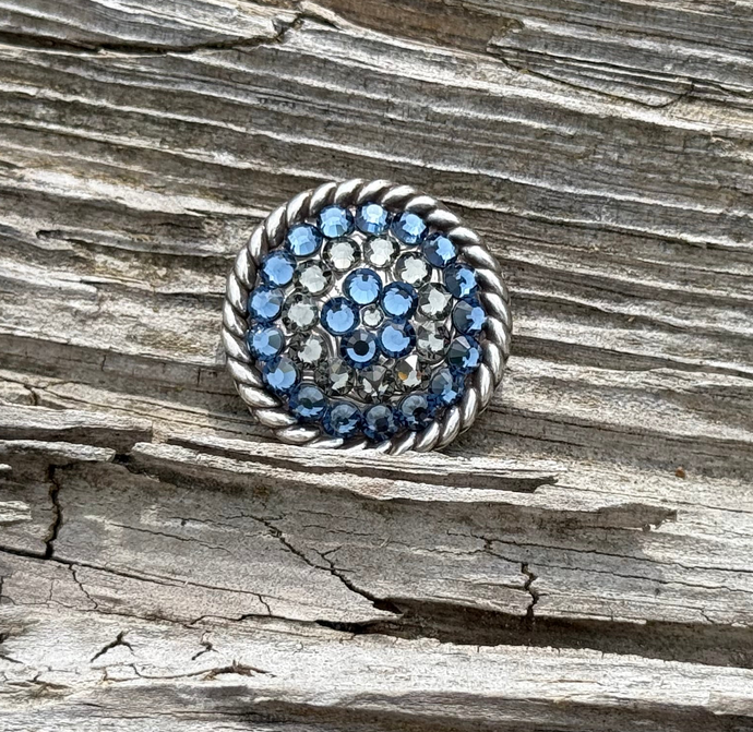 Denim & Black Diamond Rope Round Concho 1 1/4”