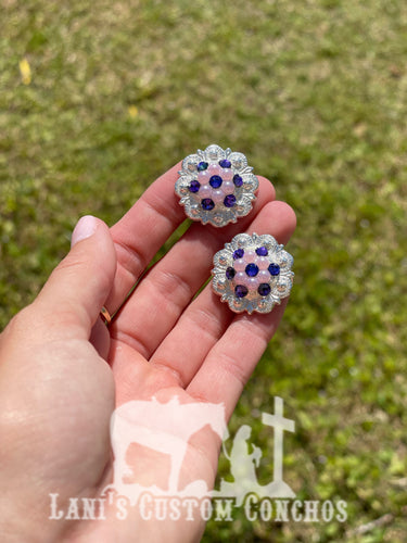 Purple Pearlies Shiny Silver Berry Concho 1”