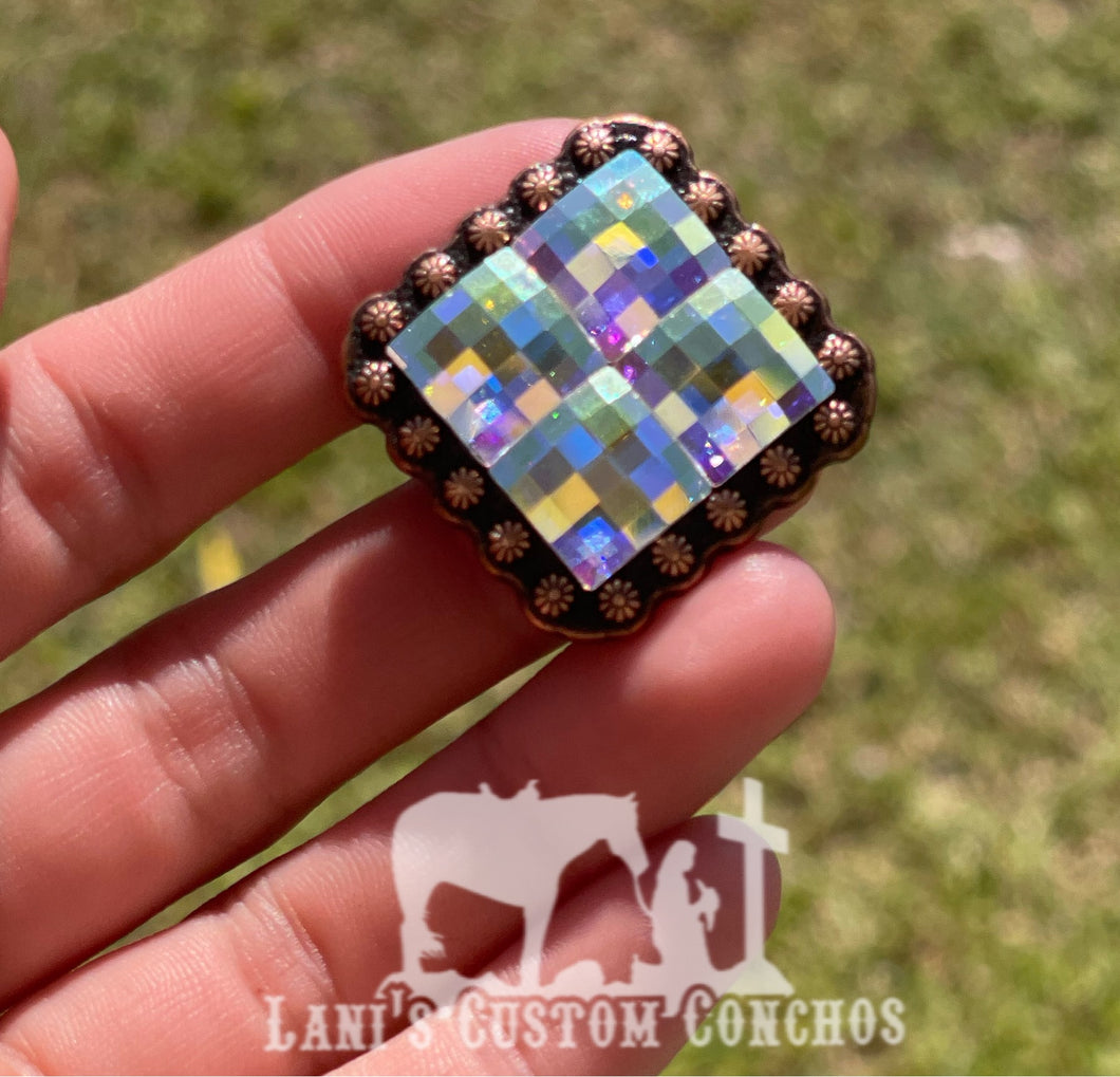 Bulk AB Copper 1” Square Berry Concho