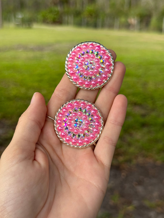 Hot Pink & AB Conchos 1 1/2” (Pair)