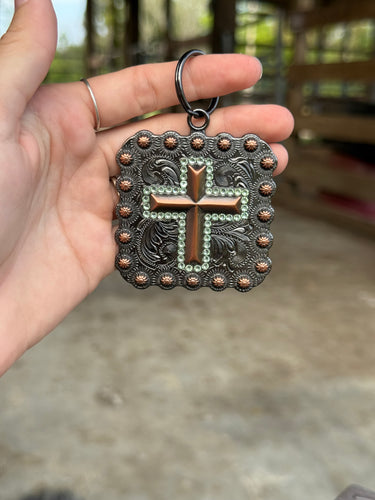 Light Green Concho Keychain 2 1/4”