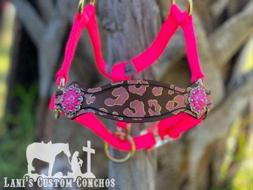 Pink & Gold Cheetah Pony Halter