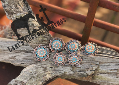 Peach Pearlie’s & Turquoise Upgraded Berry Saddle Set