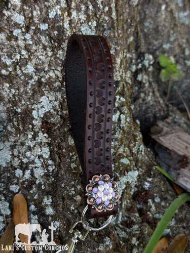 Lilac & Pearl Hand Stamped Wristlet