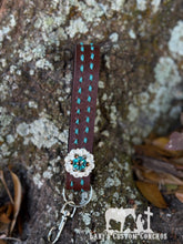 Turquoise & Brown Buck-Stitched Wristlet