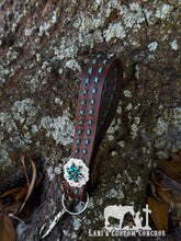 Turquoise & Brown Buck-Stitched Wristlet