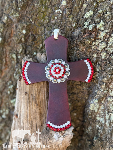 Red & White Mahogany Saddle Cross