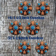 Turquoise Feather Conchos & Buckle