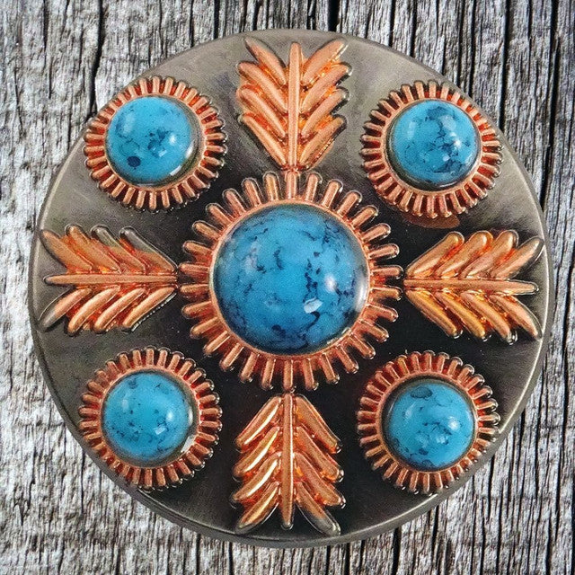 Turquoise Feather Conchos & Buckle