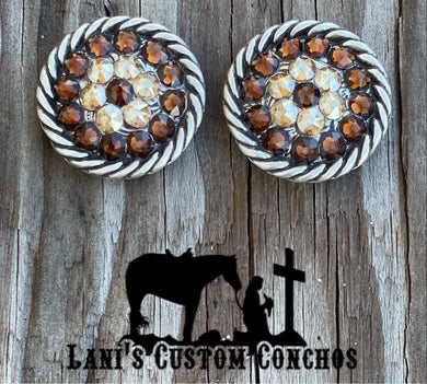 1” Smoked Topaz & Golden Shadow Concho Set of 2